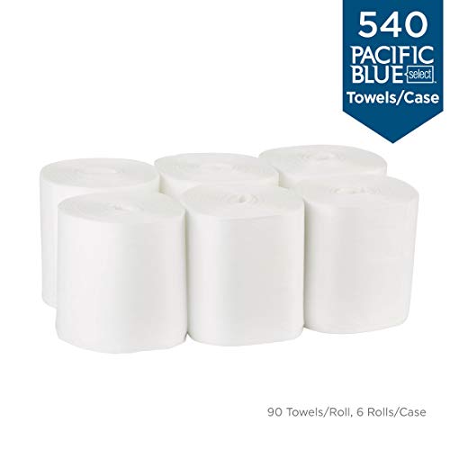 Pacific Blue Select Disposable Surface System Towel Refill by GP PRO (Georgia-Pacific), 29700, Centerpull Roll, White, 90 Towels Per Roll, 6 Rolls Per Case