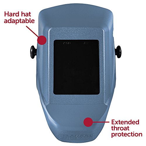 Jackson Safety Lightweight, ADF Adaptable, HSL-100 Passive Welding Helmet with Cover Plate, Shade 10 Polycarbonate Filter, 4.5" W x 5.25" H, Blue, Universal Size (Case of 4), 14976