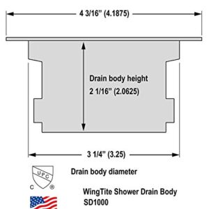 WingTite Shower Drain Replacement, Installs Entirely from the Top, Chrome