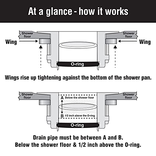 WingTite Shower Drain Replacement, Installs Entirely from the Top, Chrome