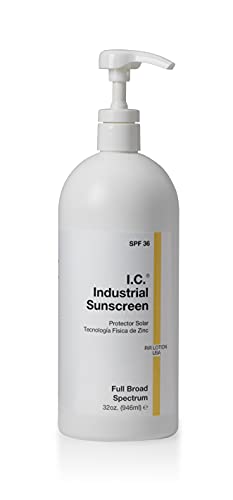 R&R Lotion Industrial Zinc Oxide Sunscreen SPF36, Full Broad Spectrum, Rubs in Clear, Protects immediately, 80-min water resistance. . 32oz., white, ISSC-32-30+FF