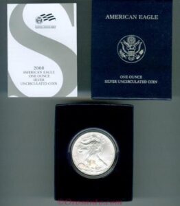 2008 w silver eagle burnished planchette original mint packaging