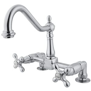kingston brass ks1141ax heritage bridge kitchen faucet, 8-3/4-inch, polished chrome