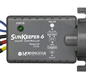 Morningstar Sunkeeper 6A Solar Charge Controller for 12V Batteries, Outdoor Solar Panel Controller (IP65), Battery Controller Solar Controller 12V, Lowest Fail Rate Charge Controller for Oil Industry