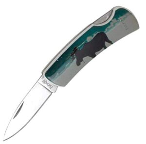 fury animal litho folding pocket knife, 3.5-inch, presentation box (moose)