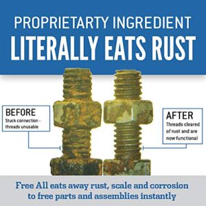Free All Rust Eater Deep Penetrating Oil, Loosen Rusty Nuts & Bolts, Screws, Clamps, Pipes, 1.5 oz. Aerosol