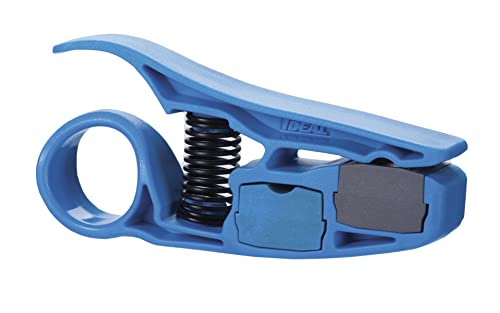 IDEAL Industries, Inc. 45-605 PrepPRO Coax/UTP Cable Stripper, Cable Stripping Tool for RG-59/RG-59 Plenum/RG-6/RG-6 Plenum/RG-6 Quad/RG-6 Quad Plenum, Blue, 1 Coax Stripper,Gray