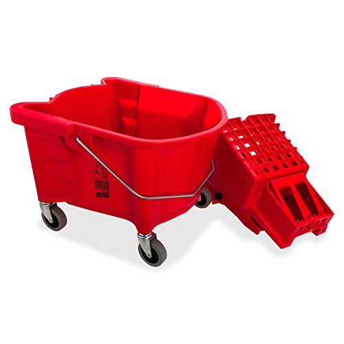 Genuine Joe GJO18800 Plastic Mop Bucket/Wringer Combo, 6.50 Gallon Capacity, Red