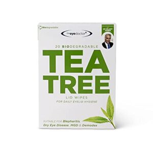 The Eye Doctor Tea Tree Eyelid Wipes - 20x Cleansing Lid Wipes for Dry Eye Blepharitis MGD and Demodex Treatment - Tea Tree, Coconut & Argan Oil