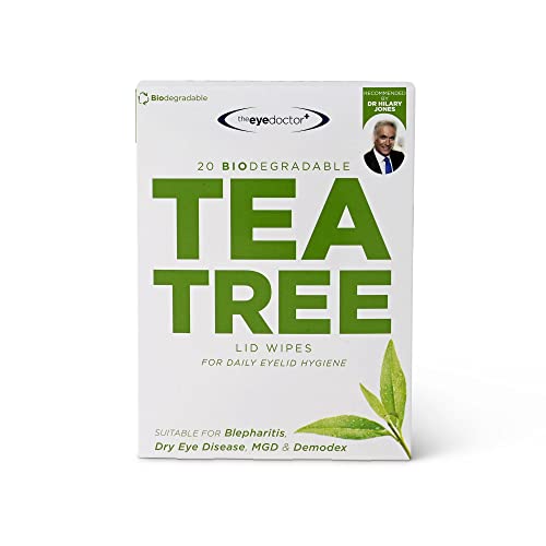 The Eye Doctor Tea Tree Eyelid Wipes - 20x Cleansing Lid Wipes for Dry Eye Blepharitis MGD and Demodex Treatment - Tea Tree, Coconut & Argan Oil
