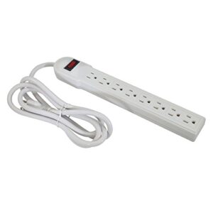 otimo 6ft 8-outlet surge protector 15a, 90j -- 6 foot power cord with 8 outlets on strip (white)