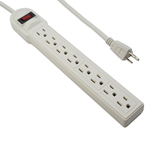 Otimo 6Ft 8-Outlet Surge Protector 15A, 90J -- 6 Foot Power Cord with 8 Outlets on Strip (White)