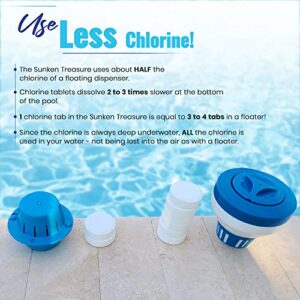 Sinking Floating Pool Chlorine Dispenser, Sinks - Cleans - Floats, Uses Less Chlorine, Less Chlorine Odor, Replaces Pool Chlorine Floater - The Sunken Treasure (Light Blue)