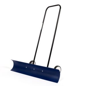 the snowcaster 30snc 36-inch bi-directional wheeled snow shovel pusher and barn shovel, 7.5" x 36 ", blue