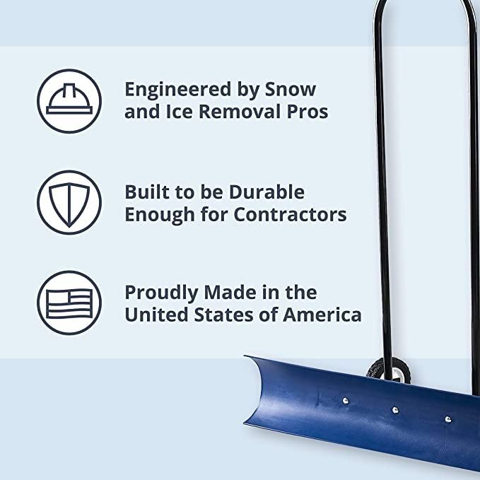 The Snowcaster 30SNC 36-inch Bi-Directional Wheeled Snow Shovel Pusher and Barn Shovel, 7.5" x 36 ", Blue