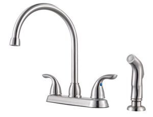 pfister g136-500s series 2-handle kitchen faucet with side spray, stainless steel