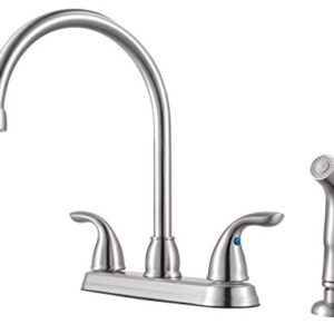 Pfister G136-500S Series 2-Handle Kitchen Faucet with Side Spray, Stainless Steel