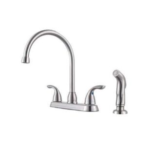 Pfister G136-500S Series 2-Handle Kitchen Faucet with Side Spray, Stainless Steel