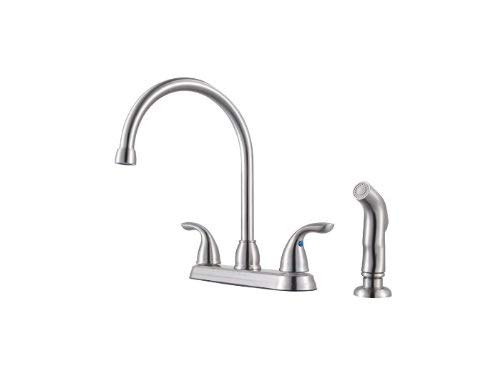 Pfister G136-500S Series 2-Handle Kitchen Faucet with Side Spray, Stainless Steel