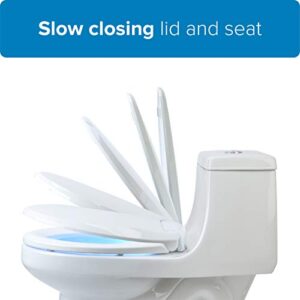 Brondell L60-EW LumaWarm Heated Toilet Seat with Night Light, Three Temperature Settings, Gentle Close Lid, Easy Installation, Built-in Controls, Elongated, White