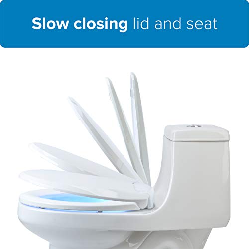 Brondell L60-EW LumaWarm Heated Toilet Seat with Night Light, Three Temperature Settings, Gentle Close Lid, Easy Installation, Built-in Controls, Elongated, White