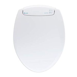brondell ls60-rw lumawarm heated toilet seat with night light, three temperature settings, gentle close lid, easy installation, built-in controls, round, white