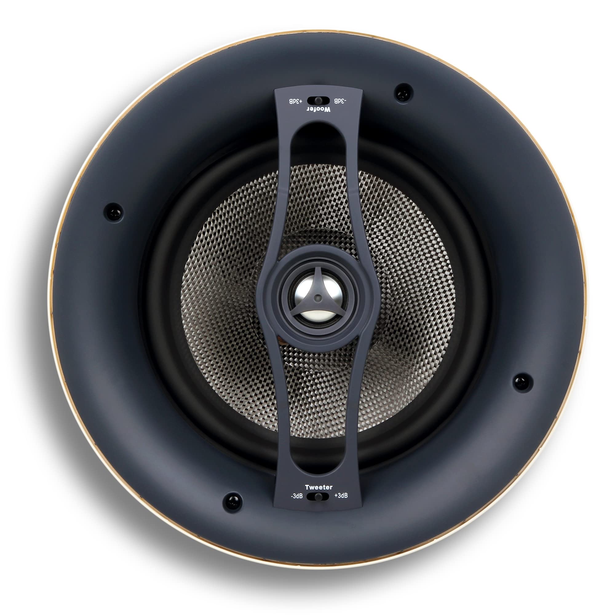 Micca Reference Series R-8C 2-Way in Ceiling in Wall Speaker, 8 Inch Woofer, 1-Inch Pivoting Aluminum Dome Tweeter, Tone Controls, 9.5-Inch Cutout Diameter, Each, White