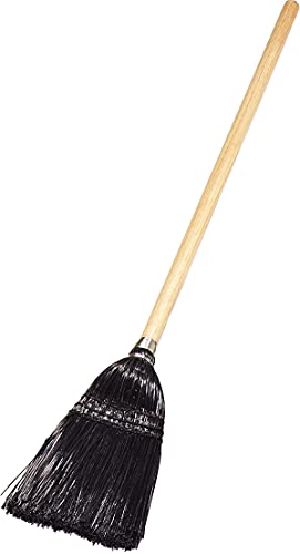 Carlisle FoodService Products 4168303 Synthetic Corn Toy/Lobby Broom with Wood Handle, Polypropylene Bristles, 40" Overall Length, Black (Case of 12)