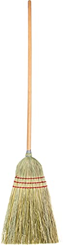 Carlisle FoodService Products 4134967 Corn Blend Warehouse Broom Straw with Wood Handle, 10" Bristle Trim, 55" Length, Natural (Case of 12)