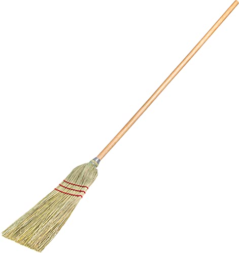 Carlisle FoodService Products 4134967 Corn Blend Warehouse Broom Straw with Wood Handle, 10" Bristle Trim, 55" Length, Natural (Case of 12)