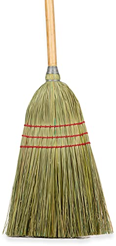 Carlisle FoodService Products 4134967 Corn Blend Warehouse Broom Straw with Wood Handle, 10" Bristle Trim, 55" Length, Natural (Case of 12)