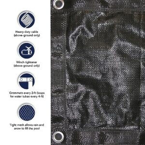 Blue Wave BWC652 12-ft x 24-ft Rectangular Rugged Mesh In Ground Pool Winter Cover,Black