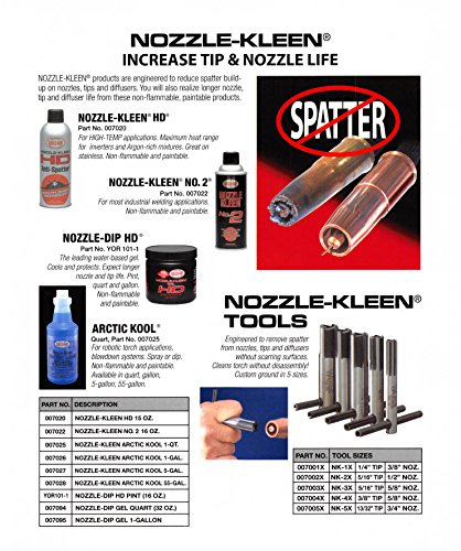 Weld Aid Nozzle-Kleen #2 007022 - 16 wt. oz., Non-Flammable, Paintable Anti-Spatter Aerosol Spray for MIG, TIG Tips, Weldments