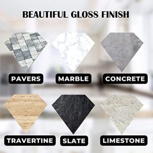 Wet Look Natural Stone Sealer. Durable, Long-Lasting Gloss Protection. Interior and Exterior Pavers, Slate, Sandstone, Travertine, Flagstone, Driveways, Garage Floors, etc. Black Diamond Stoneworks