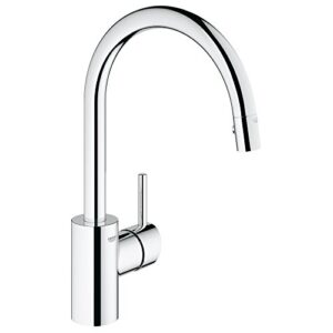 grohe 32665001 concetto single-handle pull-down high arc kitchen faucet, 1.75 gpm, starlight chrome