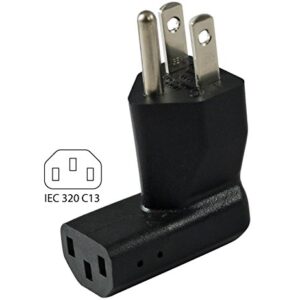 Conntek Plug Adapter U.S 3 Prong Plug to IEC 320 C13 Elbow Adapter