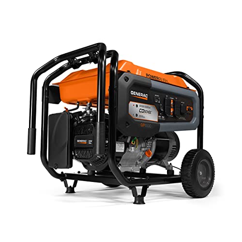 Generac 7683 GP6500 6,500-Watt Gas-Powered Portable Generator - COsense Technology - Powerrush Advanced Technology - Durable Design and Reliable Power for Emergencies and Recreation - CARB Compliant