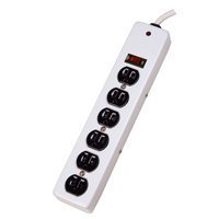 ecg emf-63a metal case surge protector with led indicator, 3-mode, 6-outlet, 90 degree rotated outlets, 6' cord, 15 amps, 125v, 1050 joules