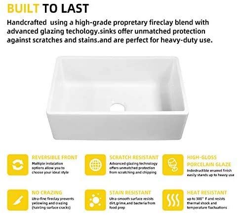 Latoscana 33" Reversible Fireclay Farmhouse Sink LFS3318W