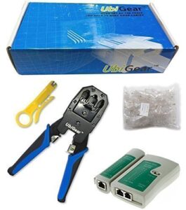 ubigear® network/phone cable tester + rj11/rj12/rj22/rj45 crimp crimper +100 rj45 cat5 cat5e connector plug network tool kits (crimper315)