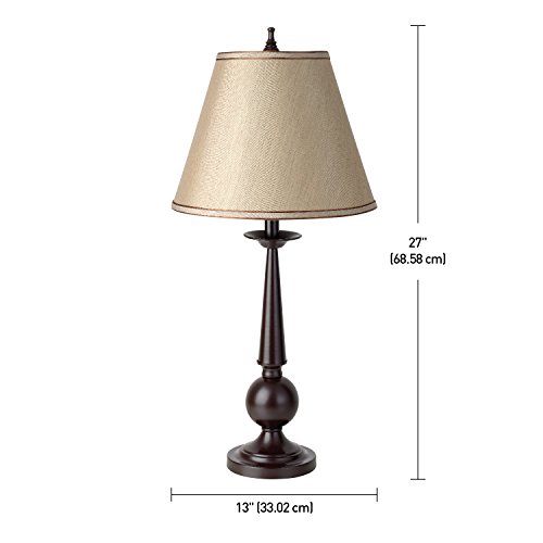 Globe Electric 12398 Set of Two 27" Table Lamps, Bronze Finish, Beige Shades