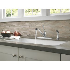 Delta Faucet Classic Single-Handle Kitchen Faucet with Side Sprayer, Chrome Kitchen Sink Faucet, Kitchen Faucet 3 Hole, Chrome 400LF-WF, 8.00 x 13.00 x 8.00 inches