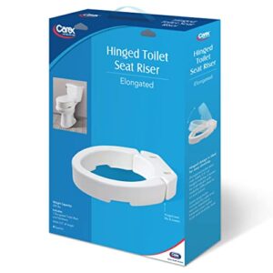 Carex Elongated Hinged Raised Toilet Seat, Adds 3.5 Inches of Height to Toilet, 300 Pound Weight Capacity, Toilet Seat Riser, Elevated Toilet Seat And Handicap Toilet Seat