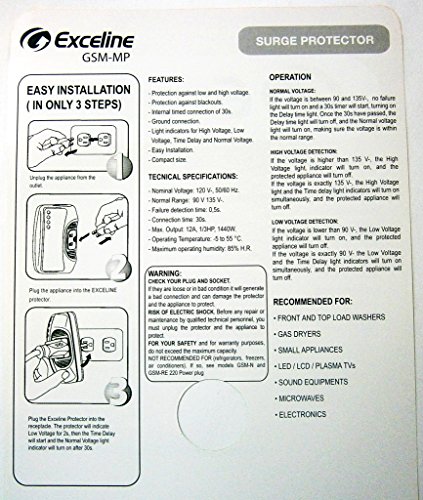 Electronic Surge Protector for Front and Top Load Washers, Gas Dryers, LED, LCD and Plasma Tv's