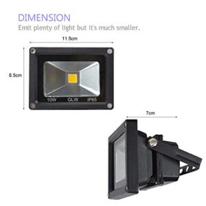 GLW® 10w 12v Ac or Dc Warm White Led Flood Light Waterproof Outdoor Lights 750lm 80w Halogen Bulb Equivalent Black Case