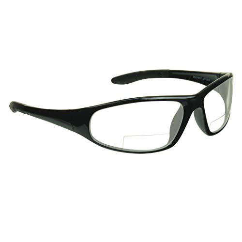 proSPORT Bifocal Safety Protective Glasses +1.50 Black Frame Clear Lens Z87 for Men and Women