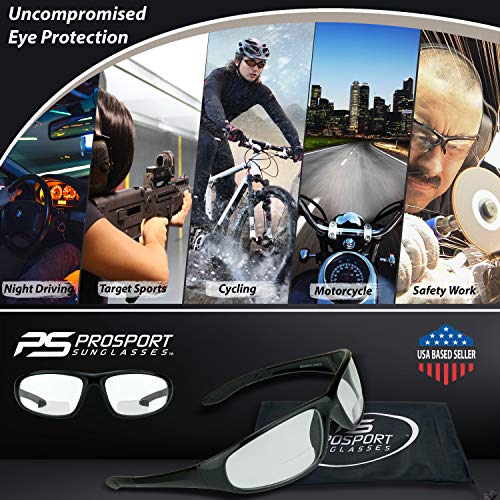 proSPORT Bifocal Safety Protective Glasses +1.50 Black Frame Clear Lens Z87 for Men and Women