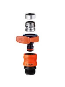 claber 8587 quick-fit tap connector set indoor faucet adapter, 1.6 x 2.1 x 1.9, black/orange
