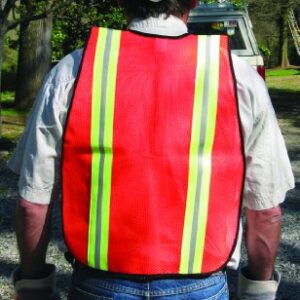 MCR Safety V201R Polyester Mesh General Purpose Safety Vest with 2-Inch Lime/Silver Reflective Stripe, Fluorescent Orange