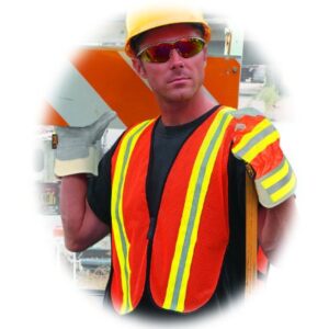 MCR Safety V201R Polyester Mesh General Purpose Safety Vest with 2-Inch Lime/Silver Reflective Stripe, Fluorescent Orange